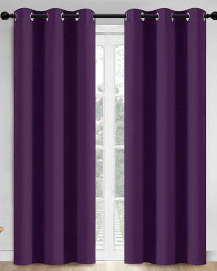 Yakamok Room Darkening Grommet Top Window Drapes Thermal Insulated Light Blocking Blackout Curtains for Living Room,42W x 84L,Purple,2 Panels