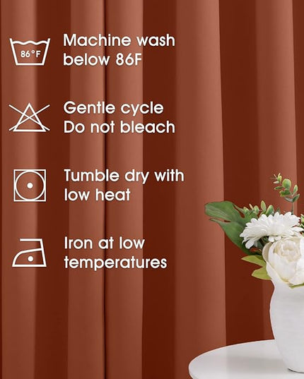 HOMEIDEAS Burnt Orange Blackout Curtains 52 X 84 inches Long 2 Panels Room Darkening Bedroom Window Curtains, Grommet Fall Curtains for Living Room