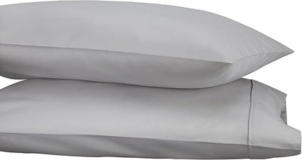 Linen Home 400 Thread Count King Pillowcase Set | 100% Long-Staple Cotton Pillow Cases | Soft & Smooth Luxury Satin Set of 2 Pillowcases | 4 Inch Z Hem | Silver