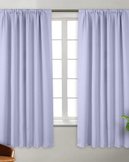 BGment Rod Pocket and Back Tab Blackout Curtains for Bedroom - Thermal Insulated Room Darkening Curtains for Living Room, 2 Window Curtain Panels (52 x 63 Inch, Lavander)