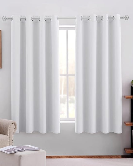 HOMEIDEAS Greyish White Blackout Curtains 42 X 63 Inch 2 Panels Room Darkening Bedroom Curtains, Thermal Grommet Light Blocking Window Curtains for Living Room