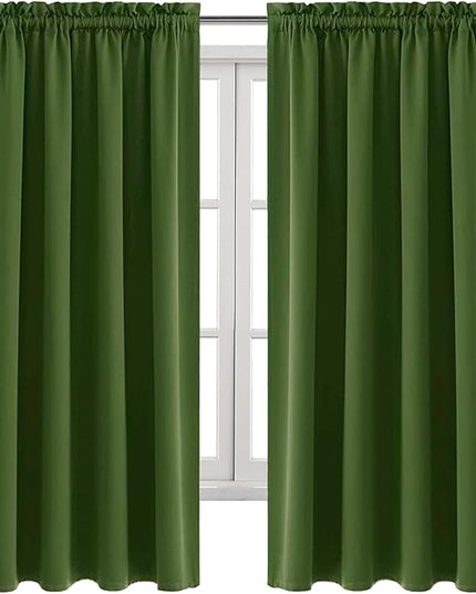 DWCN Olive Green Room Darkening Blackout Curtains - Thermal Insulated Privacy Energy Saving Window Curtain Drapes 52 x 63 inch Length, Set of 2 Bedroom Living Room Curtains