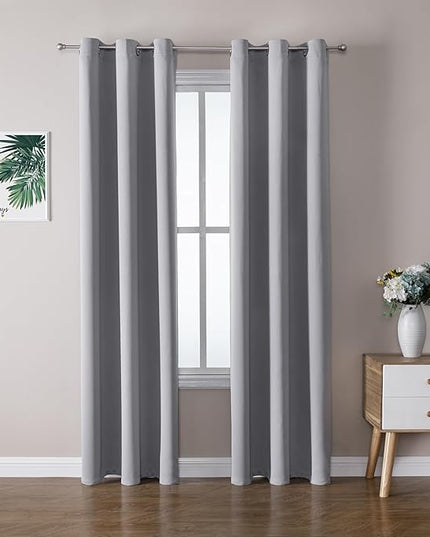 ChrisDowa Blackout Curtains 72 inches Long for Bedroom - 2 Panels Set Grommet Thermal Insulated Room Darkening Curtains for Living Room (Light Grey, 42 x 72 Inch)