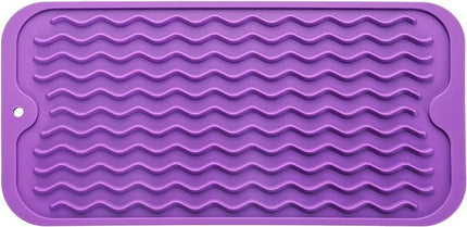 Silicone Dish Drying Mat for Multiple Usage,Easy clean,Eco-friendly,Heat-resistant Silicone Mat for Kitchen Counter or Sink,Refrigerator or Drawer Liner Purple S 12 inches x 6 inches