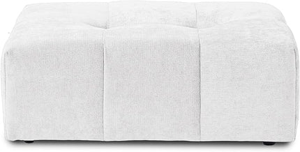 JACH Modern Ottoman Seat for Living Room, Linen Fabric Ottomans, Minimalist Foot Stool, Comfy Breathable Footstool for Living Room Apartment (White)