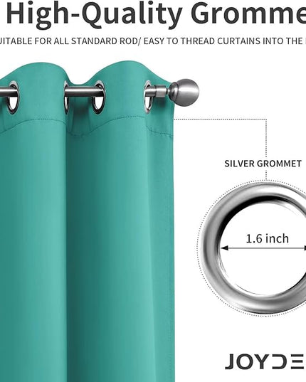 Joydeco Blackout Curtains 120 inches Long 2 Panels Set, Thermal Insulated Long Curtains & Drapes 2 Burg, Room Darkening Grommet Drapes for Bedroom Living Room Windows (W52 x L120 Inch, Peacock Blue)