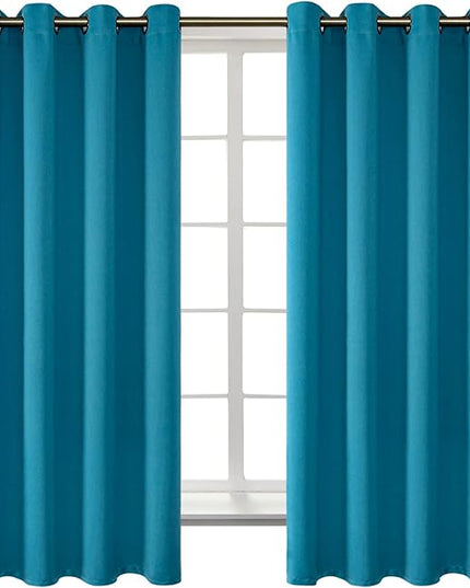 BGment Blackout Curtains - Grommet Thermal Insulated Room Darkening Bedroom and Living Room Curtains, Set of 2 Panels (52 x 63 Inch, Peacock Blue)