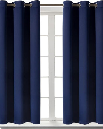 BGment Blackout Curtains for Bedroom - Grommet Thermal Insulated Room Darkening Curtains for Living Room, Set of 2 Panels (38 x 54 Inch, Navy Blue)