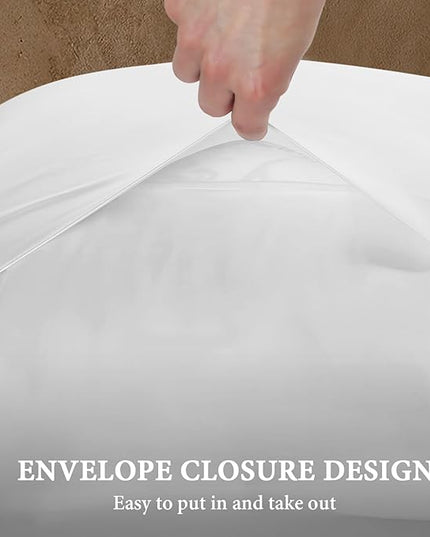 BHZ White Satin Goose Down Feather Pillows King Size Set of 2 with Pillowcase for Hair and Skin, Cooling Pillow Cases Similar to Silk Pillow Cases, Decorative for Women, Mom Men