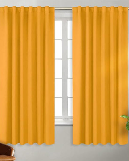 BGment Rod Pocket and Back Tab Blackout Curtains for Bedroom - Thermal Insulated Room Darkening Curtains for Living Room, 2 Window Curtain Panels (52 x 63 Inch, Mustard Yellow)