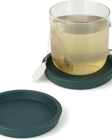 Carrotez Thick Silicone Coasters for Drinks, Round Bulky Cup Coasters for Coffee Table, Desk, Set of 2 - Green
