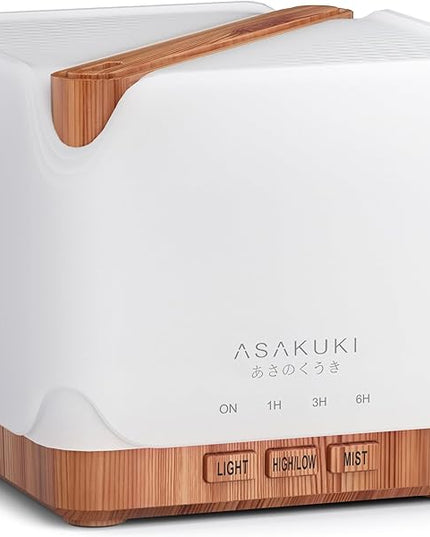 ASAKUKI 700 ml Premium Essential Oil Diffuser, 5 in 1 Ultrasonic Aromatherapy Fragrant Oil Vaporizer Humidifier, Timer and Auto-Off Safety Switch, 7 LED Light Colors