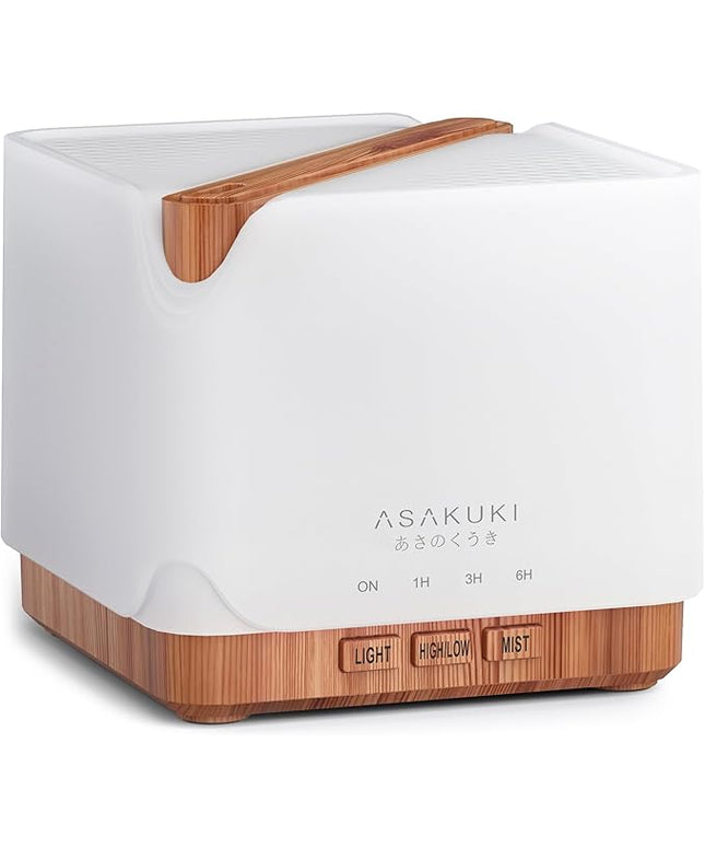 ASAKUKI 700 ml Premium Essential Oil Diffuser, 5 in 1 Ultrasonic Aromatherapy Fragrant Oil Vaporizer Humidifier, Timer and Auto-Off Safety Switch, 7 LED Light Colors