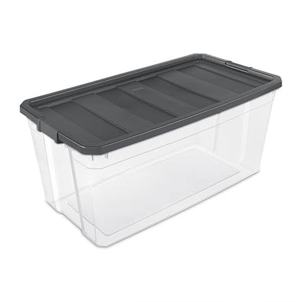 Sterilite 6-Pack Modular Stacker Box, Durable Clear Plastic Storage Bins with Latching Lids, 200 Quart - Stackable Organizing Container Boxes for Closet, Bathroom, and Office