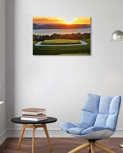 chenchenArt Sleepy Hollow 16 Hole Golf Course Wall Art for Living Room Bedroom Bathroom Home Decorations Sleepy Hollow Golf Course Picture Poster Canvas Prints Framed Ready to Hang(28''H x 44''W)