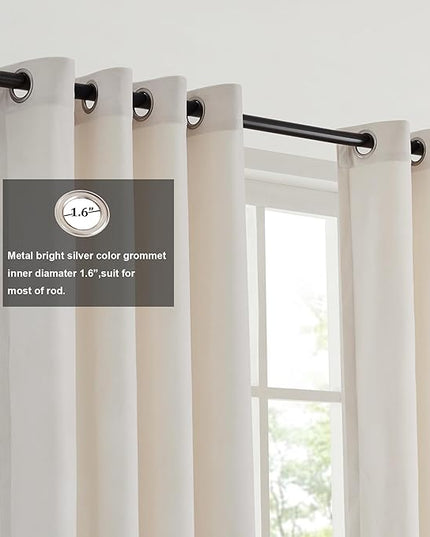BULBUL Color Block Window Curtains Panels 72 inches Long Cream Ivory Champagne Velvet Farmhouse Drapes for Bedroom Living Room Darkening Treatment with Grommet Set of 2