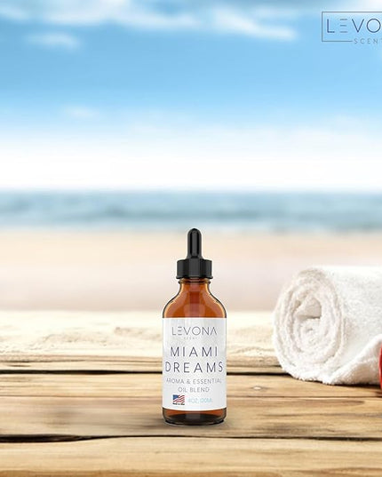 Levona Scent Essential Oils for Diffusers for Home: Miami Dreams Hotel & Home Luxury Scents Fragrance Oil - Aroma Oil with Notes of Bergamot Oil & Pine Essential Oil -120 Ml Scented Oils for Diffuser