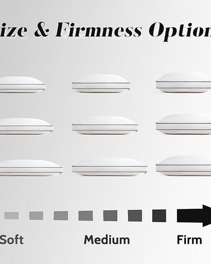 Feather Down Pillows King Size Set of 2 with Gusset, Luxury Hotel Collection Bed Pillow 2 Pack, Down Surrounded Pillows for Sleeping, Firm for Side, Back Sleepers 20x36 in.