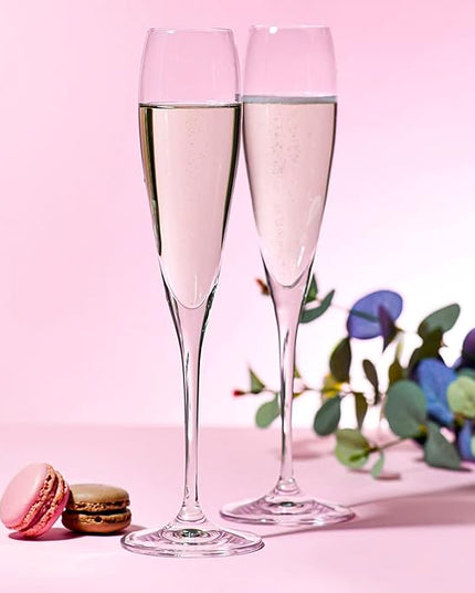 Krosno Champagne Glasses, Set of 4, 5.7 fl oz, Lead-Free Glass, Champagne Flutes for Prosecco, Sparkling Wine, Champagne and Mimosas, Dishwasher Safe, Made in Europe