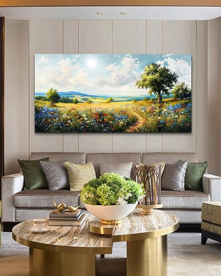 hyidecorart Nature Field Scenery Abstract Painting Large Wall Art For Living Room Bedroom Wall Decor Pictures Artworks Modern Wall Decorations For Office Canvas Prints Home Art Decor 24"X 48"