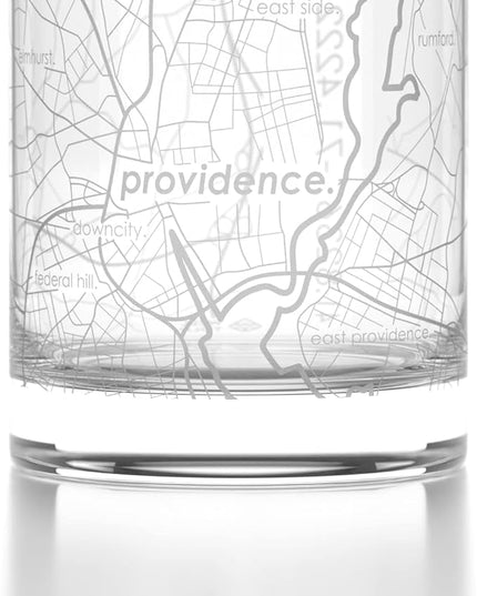 Well Told Engraved Providence Rhode Island Map Rocks Glass, Old Fashioned Whiskey Glass (11 oz, Clear) Etched Whiskey Glass, Gifts For Whiskey Lovers