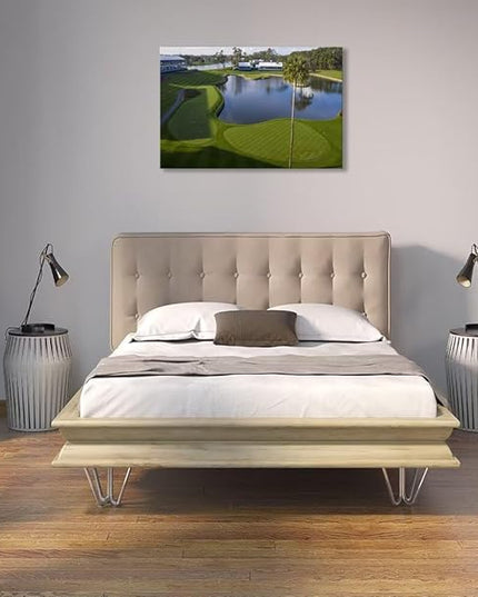 Florida Golf Course Wall Art for Living Room Bedroom Bathroom Home Decorations Golf Wall Decor Paintings TPC Sawgrass Golf Course Picture Poster Canvas Prints Framed Ready to Hang(24''H x 36''W)
