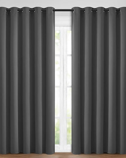 Yakamok 96 Inch Long Blackout Curtains for Bedroom, Thermal Insulated Room Darkening Curtains, Light Blocking Blackout Drapes for Living Room- 2 Panels, 62x96 Inch, Charcoal Grey