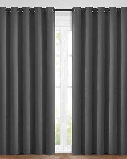 Yakamok 84 Inch Long Blackout Curtains for Bedroom, Thermal Insulated Room Darkening Curtains, Light Blocking Blackout Drapes for Living Room- 2 Panels,62x84 Inch, Charcoal Grey