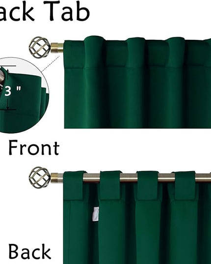 BGment Christmas Emerald Green Blackout Curtains 63 inch Length for Bedroom - Rod Pocket and Back Tab Thermal Insulated Room Darkening Curtains for Living Room, 2 Window Curtain Panels (38 x 63 Inch)