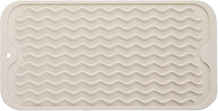 Silicone Dish Drying Mat for Multiple Usage,Easy clean,Eco-friendly,Heat-resistant Silicone Mat for Kitchen Counter or Sink,Refrigerator or Drawer Liner Tapioca S 12 inches x 6 inches