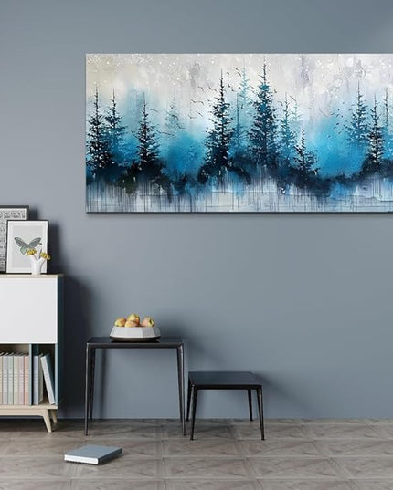 hyidecorart Large Wall Decor For Office Framed Wall Art For Living Room Scenery Abstract Wall Painting Bedroom Decoration Misty Forest Trees Pictures Artwork Canvas Prints Home Room Decor 60"X30"