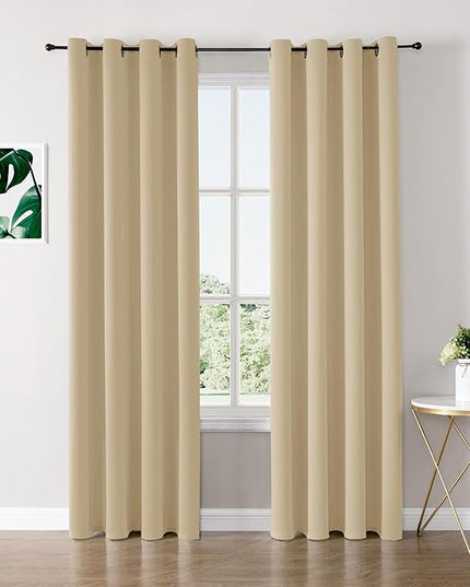 ChrisDowa Blackout Curtains 80 inches Long for Bedroom - 2 Panels Set Grommet Thermal Insulated Room Darkening Curtains for Living Room (Biscotti Beige, 52 x 80 Inch)