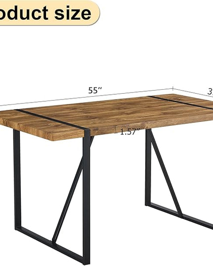 Dinner Table for 4-6,55'' Kitchen Table,Kitchen & Dining Room Tables, MDF Wood Dining Table with Metal Legs for Living Room & Dining Room