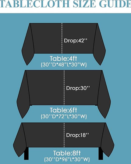 VidaFete Table Cloth 10 Pack 90 * 132inch Rectangle Tablecloth Polyester, Stain Wrinkle Resistant Polyester Dining Table Cover for Kitchen Dinning Party Wedding Rectangular Tabletop Decoration(Black)