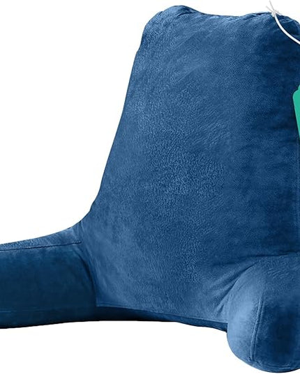 Sasttie 25-inch Reading Pillows for Sitting in Bed Adult, Jumbo Velvet Back Pillow Bed Sitting Up, XL High Back-Rest Support Cushion for Sit Up on Couch & Floor, Oeko-Tex Certified, Navy