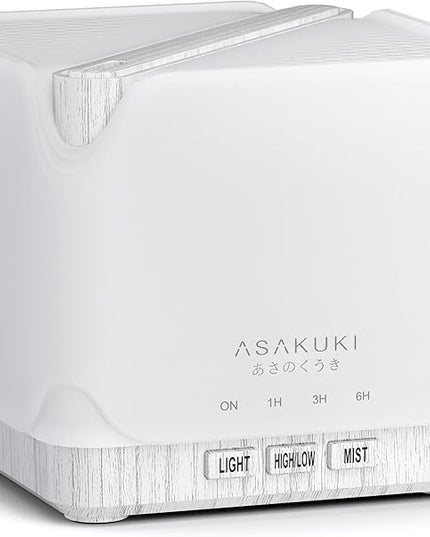 ASAKUKI 700 ml Premium Essential Oil Diffuser, 5 in 1 Ultrasonic Aromatherapy Fragrant Oil Vaporizer Humidifier, Timer and Auto-Off Safety Switch, 7 LED Light Colors