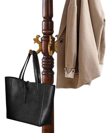 Wooden Coat Racks, Retro 78" Coat Tree with 12 Hooks & Stable Triangular Base, Entryway Coat Rack Freestanding for Hat, Clothes, Scarves, Handbags, Umbrella (Vintage)
