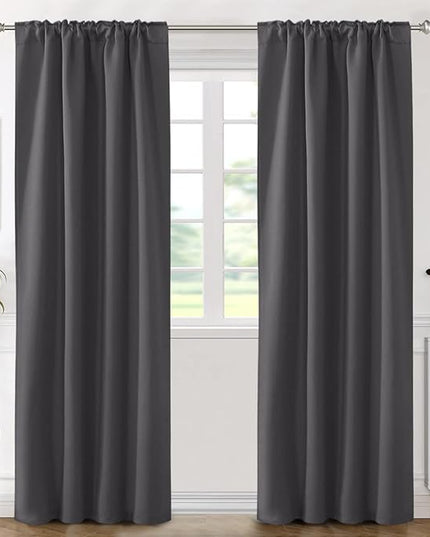 H.VERSAILTEX Blackout Curtains Thermal Insulated Window Treatment Panels Room Darkening Blackout Drapes for Living Room Back Tab/Rod Pocket Bedroom Draperies (2 Panels, Charcoal Gray, 42 x 84 Inch)
