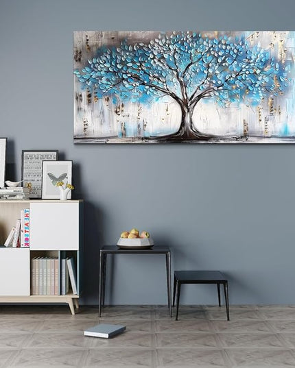 Wapluam Large Canvas Wall Decor For Living Room Farmhouse Wall Art For Bedroom Office Wall Decorations Blue Tree Paintings Abstract Pictures Framed Artwork Modern Room Home Decor Posters