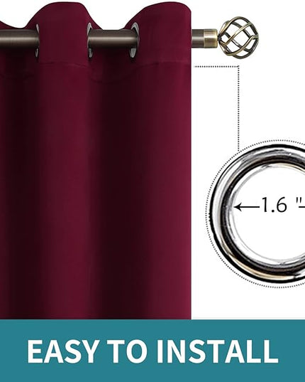 BGment Blackout Curtains - Grommet Thermal Insulated Room Darkening Bedroom and Living Room Curtains, Set of 2 Panels (52 x 108 Inch, Burgundy)