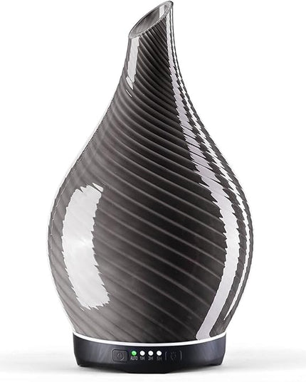 Porseme 280ml Essential Oil Diffuser Glass Color Changing Aroma Air Diffusers Aromatherapy Ultrasonic Cool Mist Humidifier 7 Running Hours Waterless Auto-Off for Sleeping, Yoga, Office (Pure Grey)