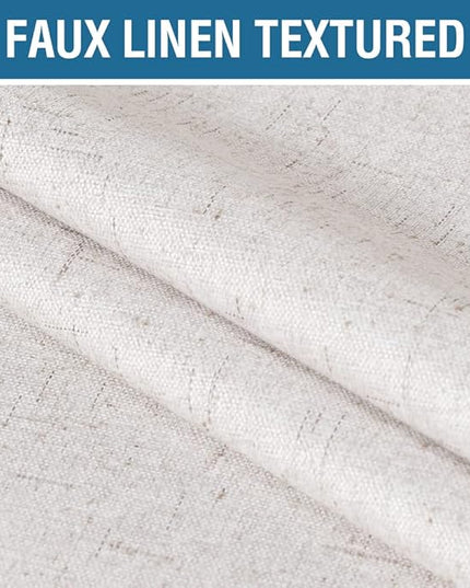 H.VERSAILTEX 100% Blackout Curtains for Bedroom 96 Inches Long Grommet Linen Face Full Light Blocking Curtain Drapes for Living Room Thermal Insulated Linen Look Curtains 2 Panels Set, Ivory