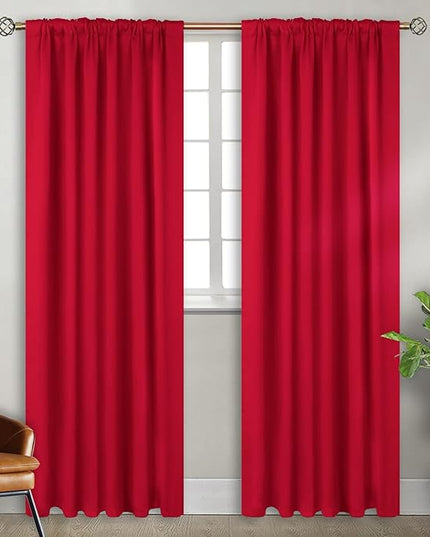 BGment Blackout Curtains for Bedroom - 84 Inch Rod Pocket and Back Tab Thermal Insulated Room Darkening Curtains for Living Room, 2 Curtain Panels (52 x 84 Inch, Red)