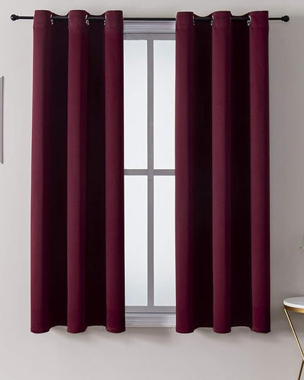ChrisDowa Grommet Blackout Curtains for Bedroom and Living Room - 2 Panels Set Thermal Insulated Room Darkening Curtains (Burgundy Red, 38W x 54L)