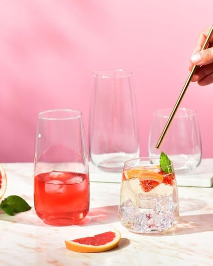 Krosno glasses for water, juices and other beverages | Elegant design | Set of 6 | Capacity 14.2 Fl Oz | Modern collection | Ideal for the home, restaurant, parties | Dishwasher-safe