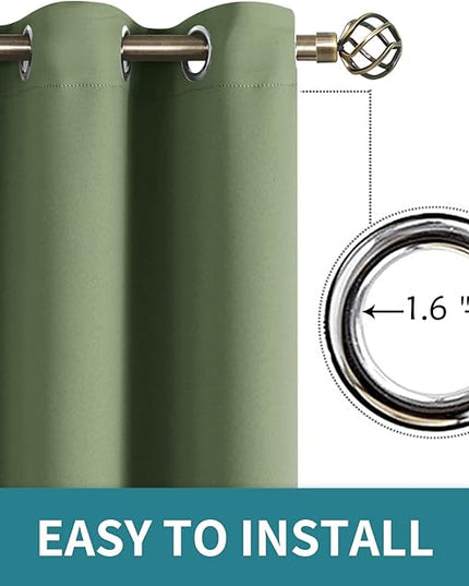 BGment Room Darkening Curtains 72 Inches Long - Grommet Thermal Insulated Drapes Window Treatment Curtains for Bedroom, 2 Panels, 42 x 72 Inch, Grass Green