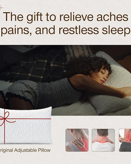 Coop Home Goods Original Adjustable Pillow, Queen Size Bed Pillows for Sleeping, Cross Cut Memory Foam Pillows - Medium Firm Back, Stomach and Side Sleeper Pillow, CertiPUR-US/GREENGUARD Gold