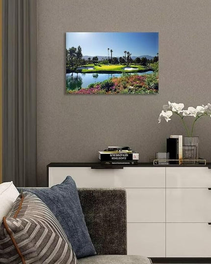 chenchenArt Indian Wells Golf Course Wall Art Picture Golf Course Poster Wall Decor for Living Room Bedroom Home Decorations Golf Artwork Canvas Prints Framed Ready to Hang(28''H x 44''W)
