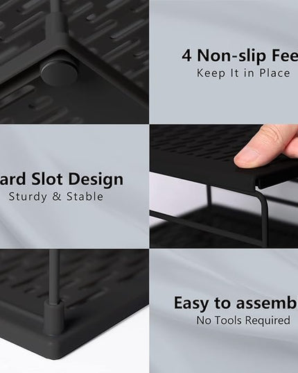 Upgraded Cabinet Organizers and Storage -Divided Compartment Holder for Plastic Bag, Wrap, Foil, Snack and Box for Kitchen and Pantry Organization and Storage, Kitchen Organization(Black)
