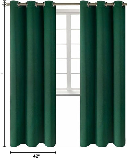 BGment Blackout Curtains - Grommet Thermal Insulated Room Darkening Bedroom and Living Room Curtains, Set of 2 Decorative Curtain Panels (42 x 84 Inch, Emerald Green)